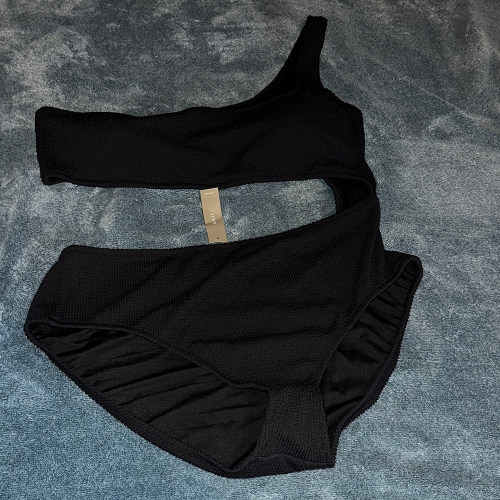 J. Crew Black and Blue Textured Fabric